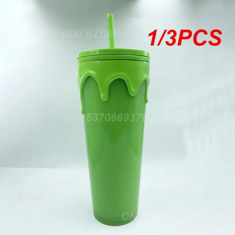 

1/3PCS Drinkware Double Wall Sippy Cup With Straw Coffee Coffee Cup Easy To Clean Party Supplies Lava Sippy Cup