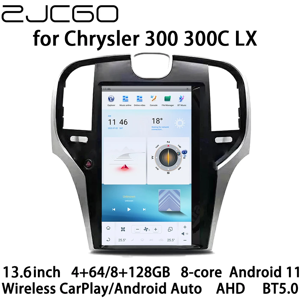 

ZJCGO Автомобильный мультимедийный плеер стерео GPS радио навигация NAVI 8 Core Android 11 экран для Chrysler 300 300C LX 2011 ~ 2020