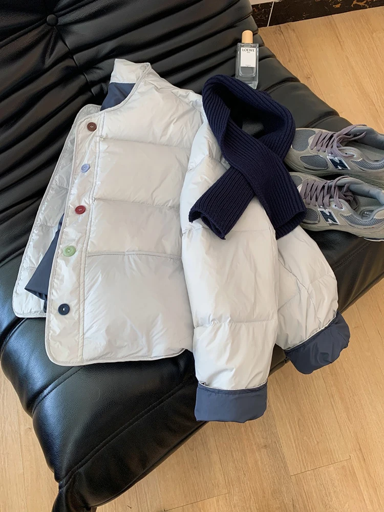 

Женское зимнее пальто из хлопка с круглым вырезом, свободного кроя, однотонное, в корейском стиле, утепленное