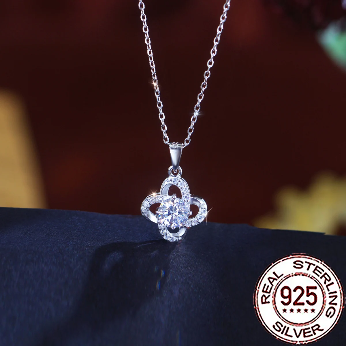 

QooLady 925 Sterling Silver Brilliant Luxury Cubic Zircon Big Flower Pendant Necklace for Women Fine Wedding Party Jewelry SD079