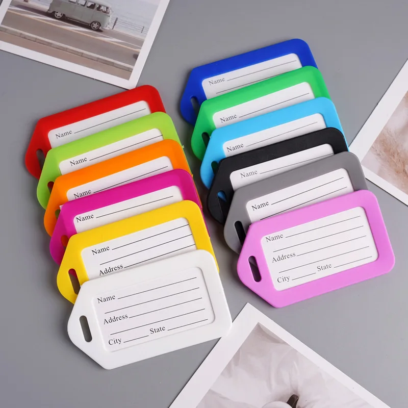 1-10pcs Luggage Tags Suitcase Label Bag Travel Boarding Pass Accessories Luggage Bag Tag Name Address ID Label Plastic Luggage