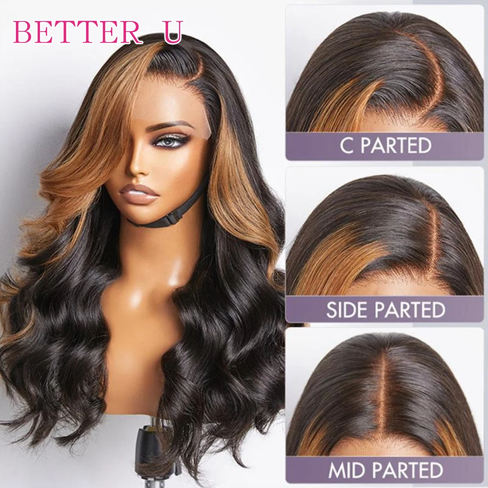 

Парик из натуральных волос Balayage Highlight 13x4 с кружевной передней частью, предварительно проработанный, из бразильских необработанных волос, 13x6 прозрачный парик с кружевной передней частью из натуральных волос