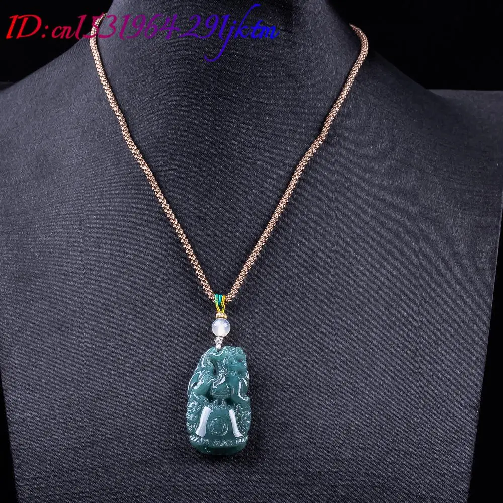 Burmese Jadeite Pixiu Pendant Designer Gemstone Talismans Real Jade Accessories Necklace Fashion Vintage Gifts for Women view 6
