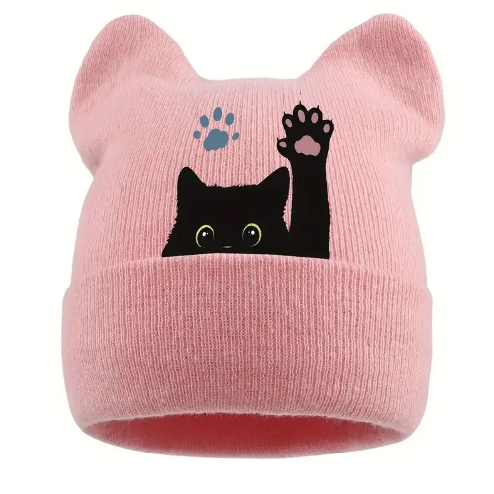Gifts Knit Cat Ear Beanie Hat Stretchable Y2K Harajuku Brimless Skull Cap Punk Gothic Pullover Hat Casual Streetwear
