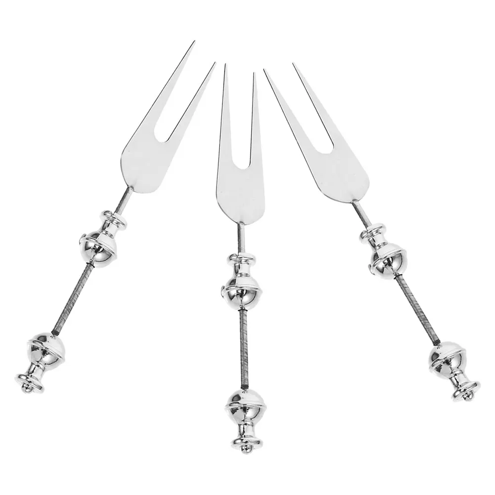 

3pcs Stainless Steel Fruit Forks Set Creative Bead Design Smooth Finish For Desserts Appetizers Cocktail Fork Kitchen Utensils