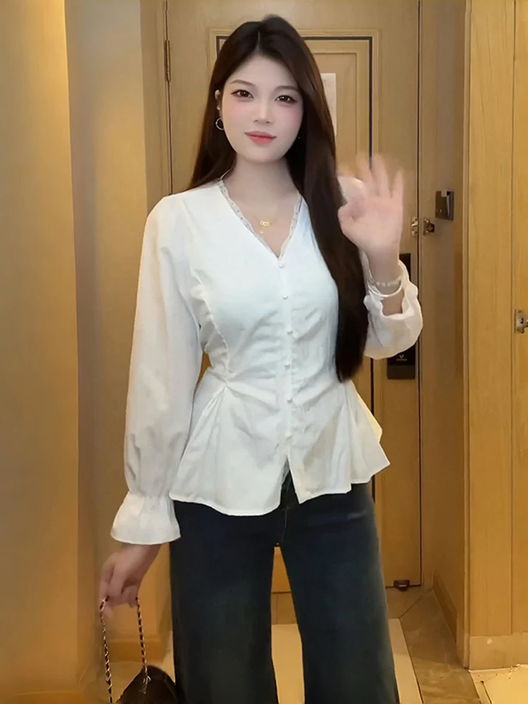 

Женский длинный свек больших размеров с кружевной вставкой на талии и v-образным вырезом, дышащий, приятный для кожи топ для похудения