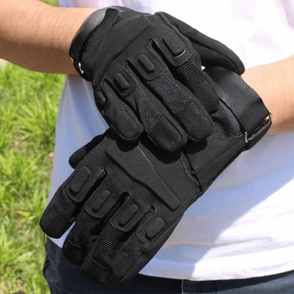 

Wear-Resistant Motorcycle Gloves Black Polyester Mountaineering Gloves Anti-Slip Anti Cutting Full Finger Gloves Women