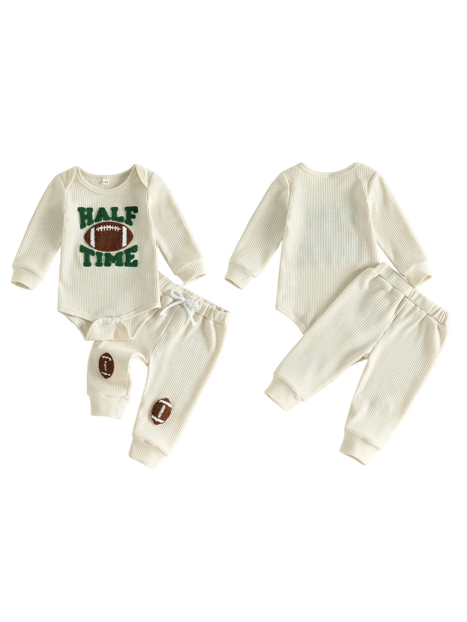 Letter Embroidery Baby Boy Half Half Birthday Outfit Letter Embroidery Crew Neck Romper -Pants Birthday Lightweight