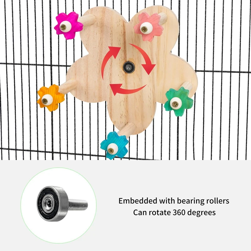 

Bird Toy Rotating Perch Toy, Wooden Parrots Wheel Toy with Perches, Hanging Bird Stand Cage Accessories-A51M