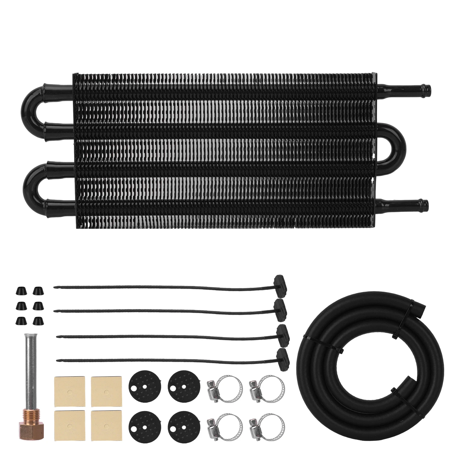Universal Transmission Oil Cooler Kit Engine Fin Design Hose Mounting Ultra-Cool Tube Radiator Aluminium 4 6 8 Pass Tube