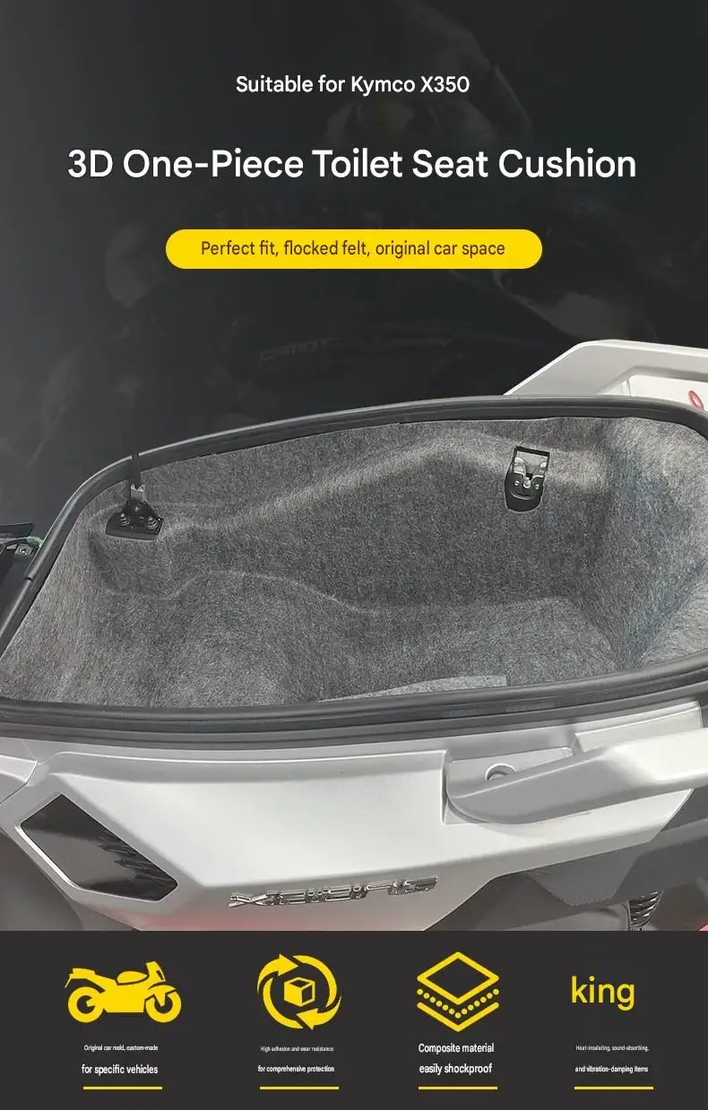 For KYMCO X350 Scooter 3D Hot-Pressed Integrated Felt Bucket Liner Wearproof Flannel Stop Bucket Wall Scratches From Helmets