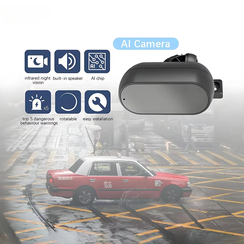 24H AI 1080P HD DMS Driver Behavior Fatigue Monitoring Camera Driver Alert System Sleepy Reminder or 12V/24V Truck/Bus/Car