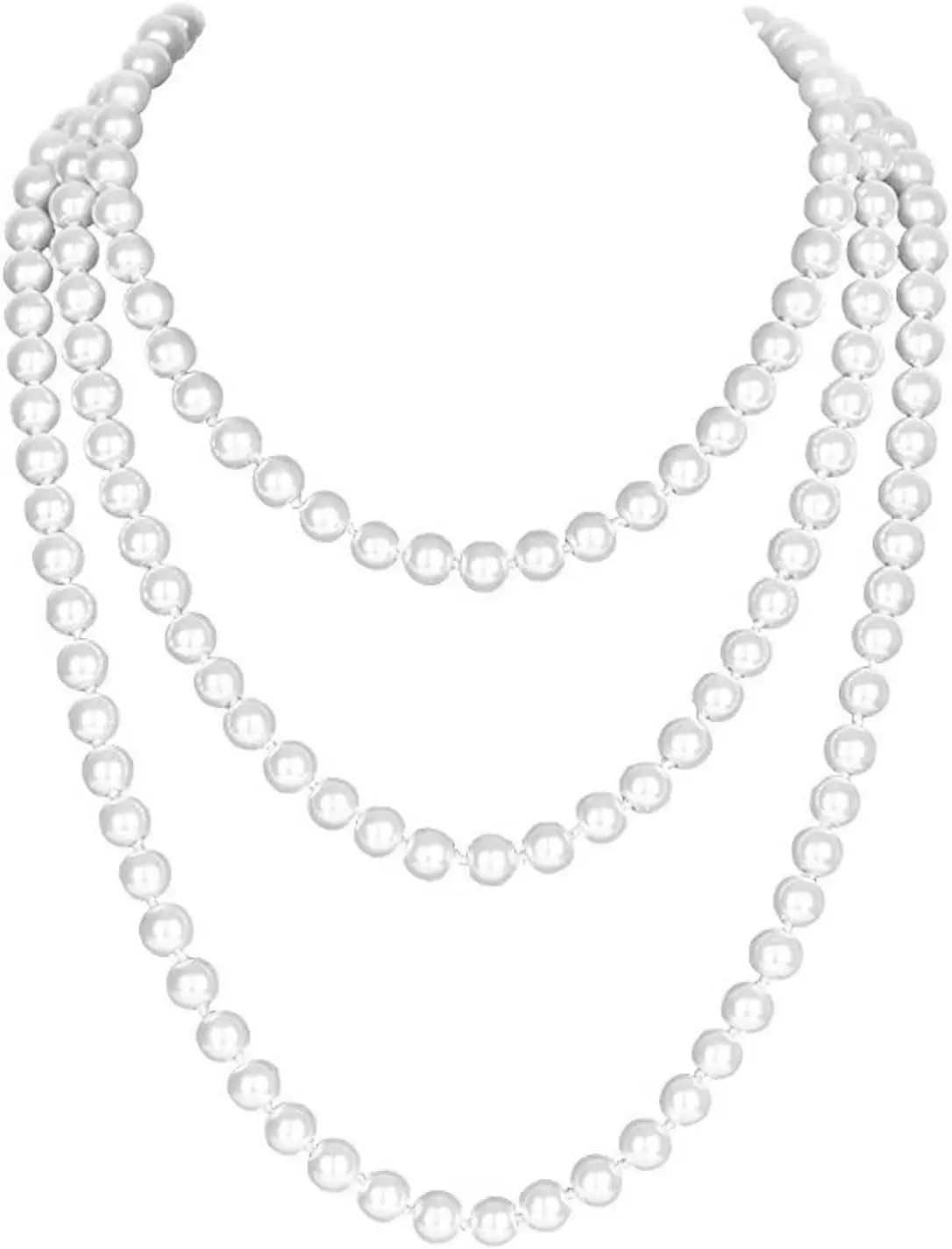 

Long White Fake Pearl Necklace, 150cm Drop Choker for Women, Elegant Party Jewelry Accessory