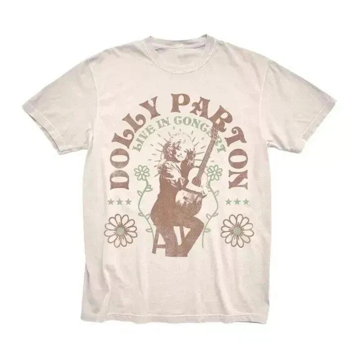 T Shirt Dolly Parton Live in Concert short sleeve white color T shirt ZA906