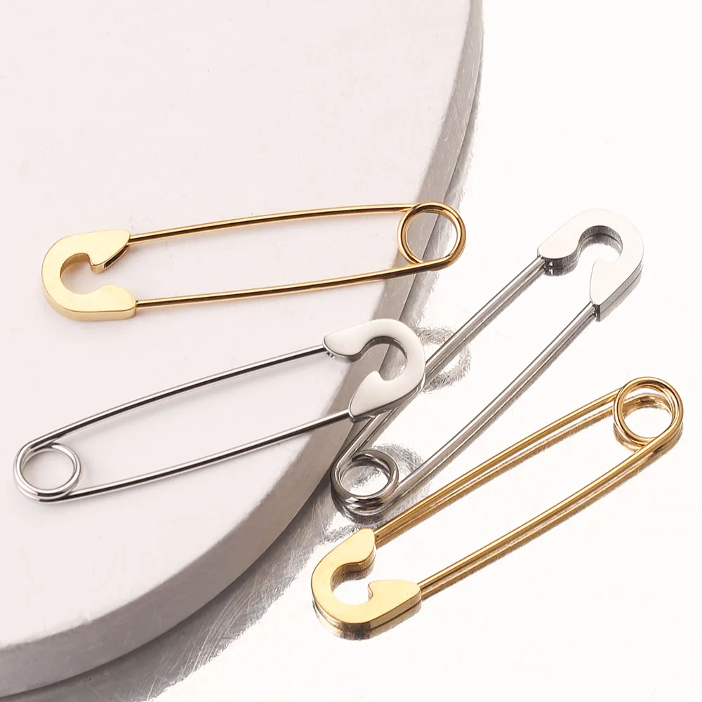 5pcs Stainless Steel Safety Pins Gold-Plate Brooch Badge DIY Pins Jewelry Findings Sewing Craft Making Supplies Accessories