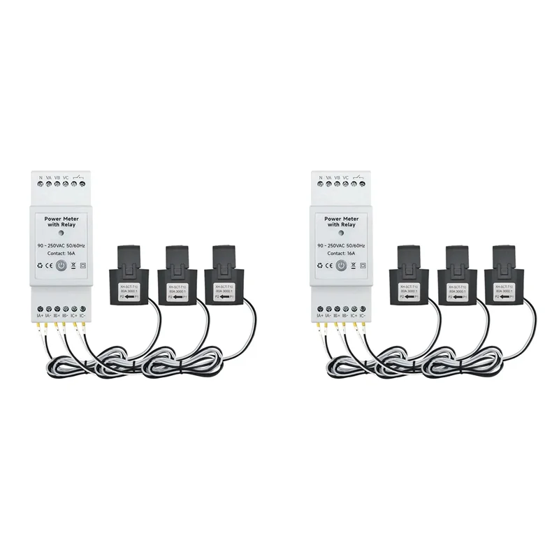 

PHILE-2X Tuya Smart Life Wi-Fi счетчик энергии двунаправленный 3-фазный с сухим контактным переключателем приложение монитор 80A AC110V/240V