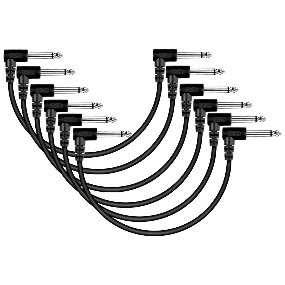 3PCS/ 6PCS Electric Guitar Effect Pedal Patch Cable Cord Low Noise Shielded Audio Cable Leads 1/4 Right Angle Patch