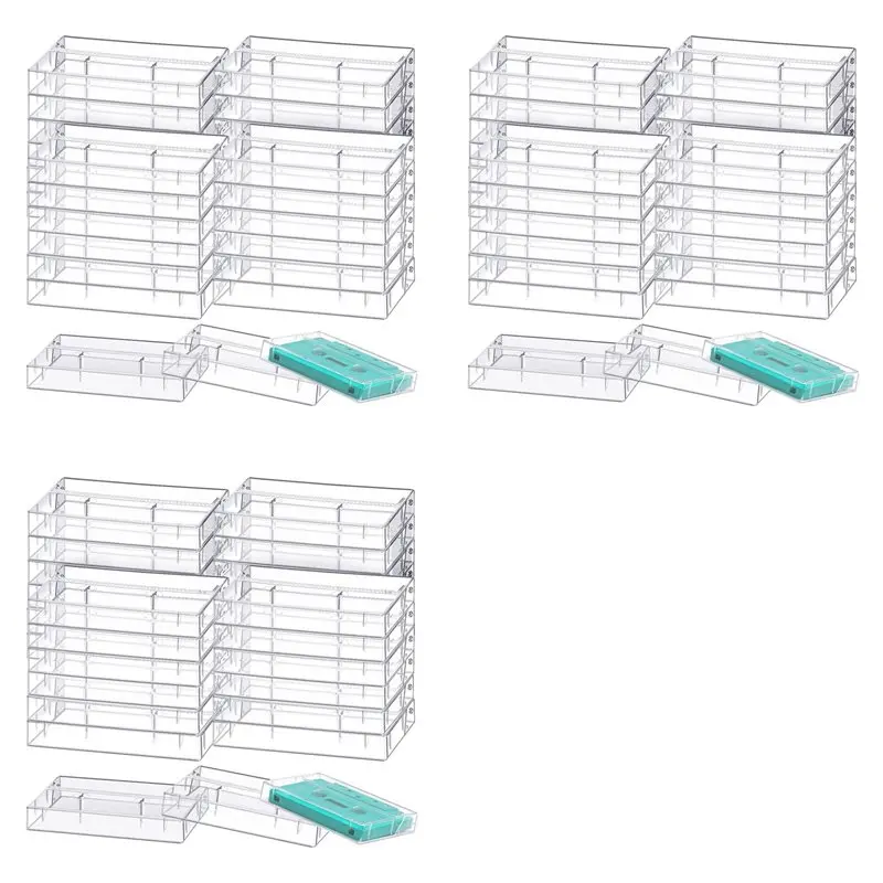 

【РАСПРОДАЖА!】60 шт. футляров для хранения аудиокассет - Прозрачные пластиковые футляры для кассетных лент - Решение для хранения аудио-материалов 4,28X2,75X0,6 дюйма (L)