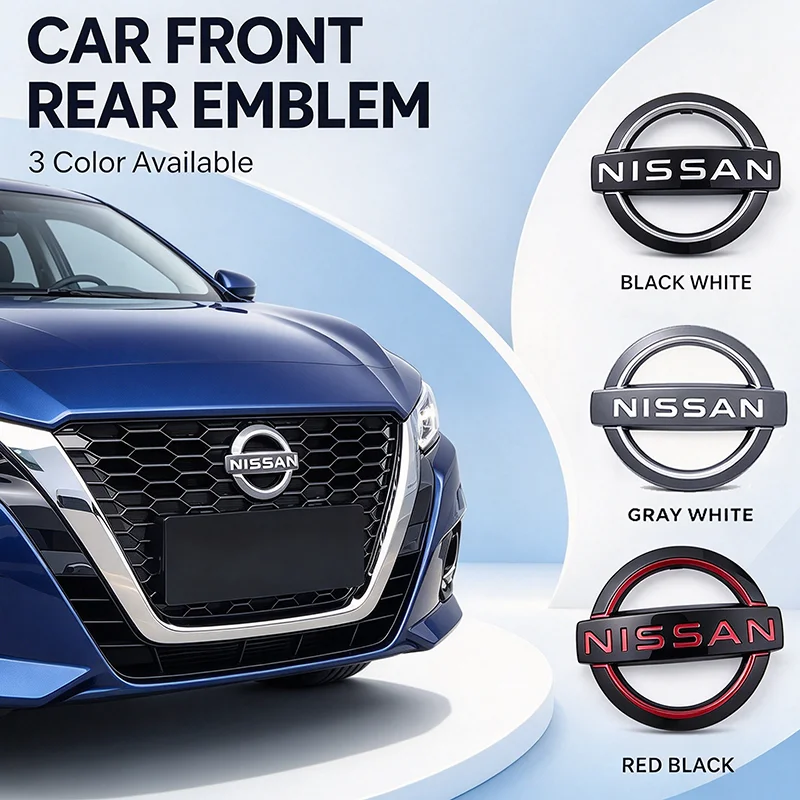 For Nissan Qashaqai Sylphy X-trail Note Elgrand Leaf Teana Car Front Rear Trunk Emblem Auto Steering Wheel Sticker Accessories