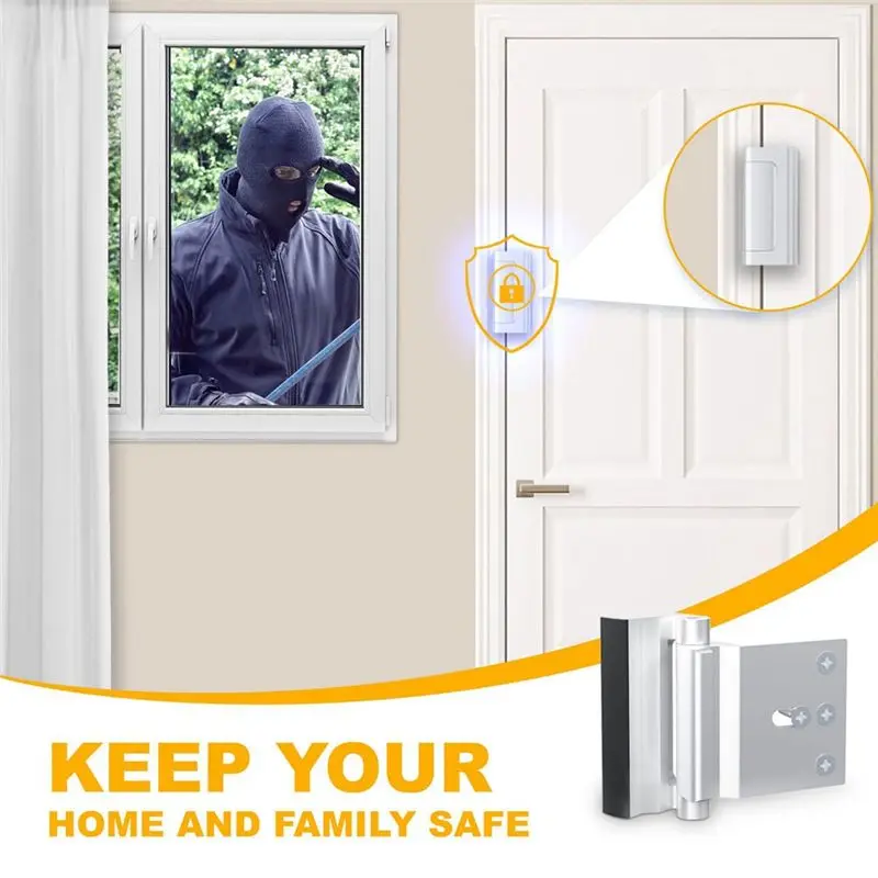Door Reinforcement Lock,Aluminium Alloy U Door Reinforcement Lock 3Inch Security Door Lock Home Proof Door Stopper-AEF7