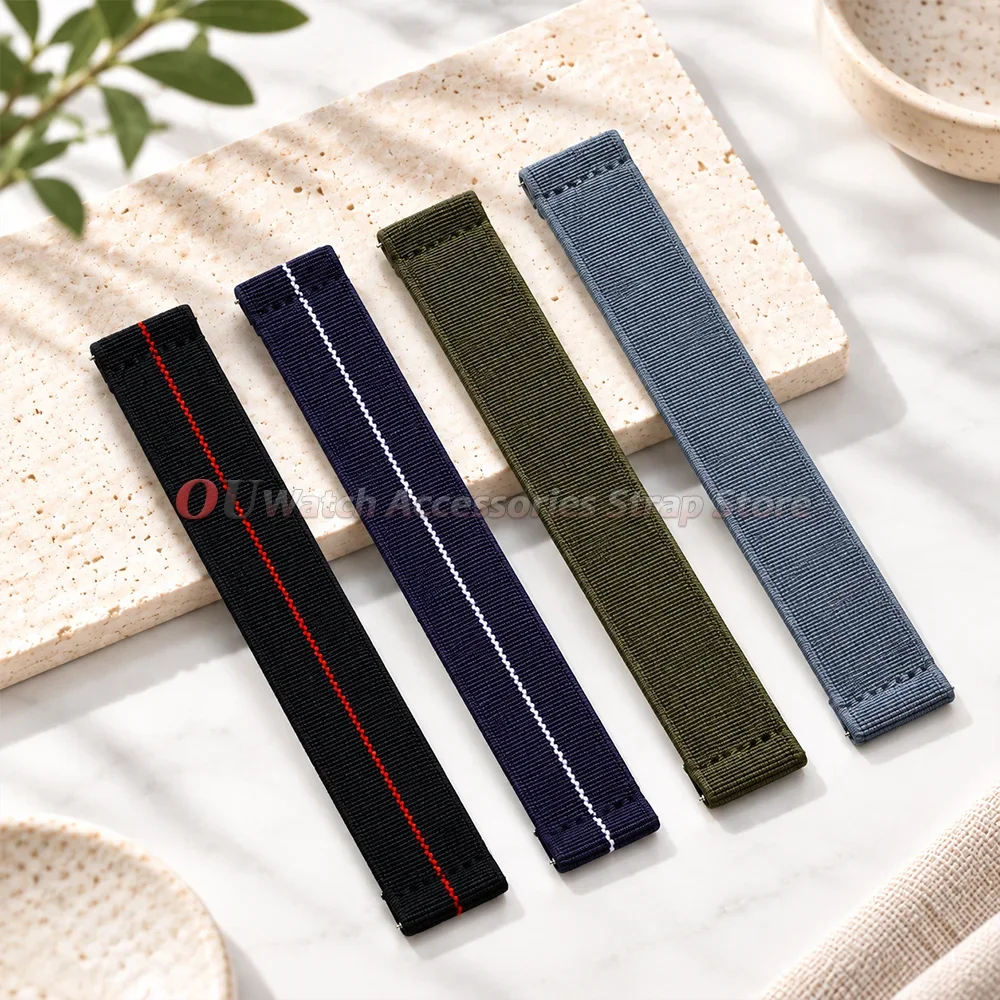18mm 20mm 22mm Elastic Nylon Watch Strap for Huawei for Samsung Watch Band One-Piece Quick Release Men's Women's Sport Bracelets