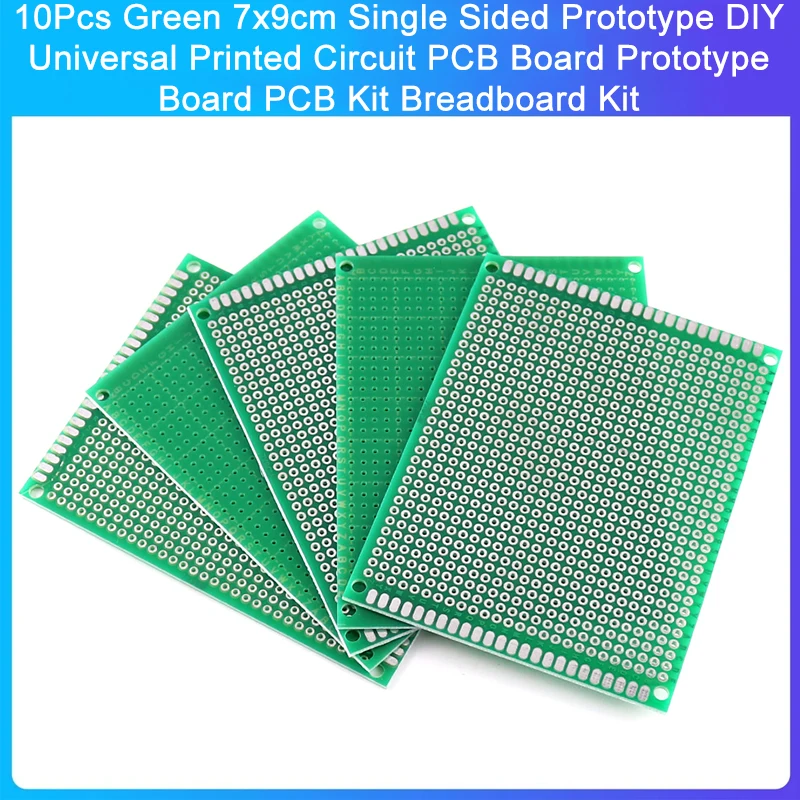 10 buah papan sirkuit cetak Universal DIY prototipe satu sisi hijau 7x9cm papan PCB papan Prototipe Kit papan roti