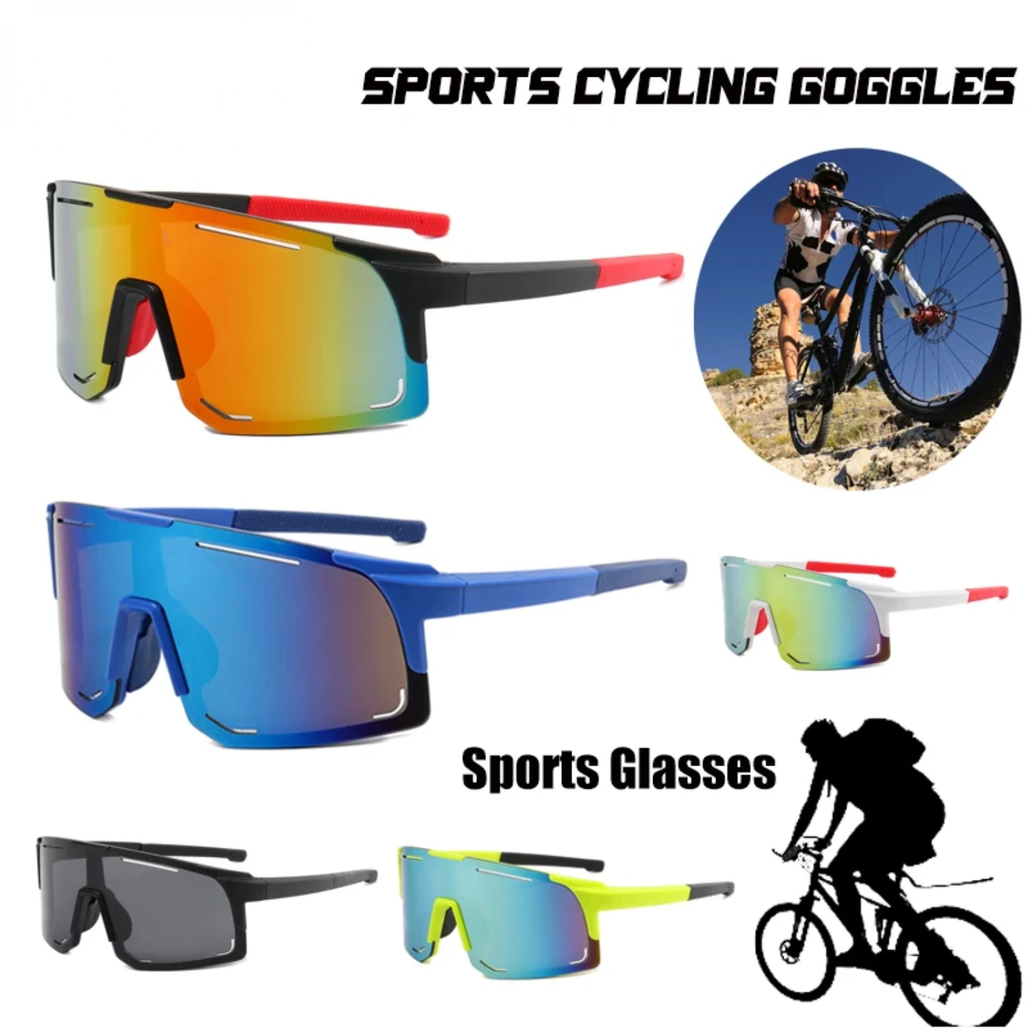 JSJM  Cycling Sunglasses Outdoor Sports Windproof Dustproof Goggles Camping Climbing Fishing Glasses Mountain Bike Eyewear Gafa