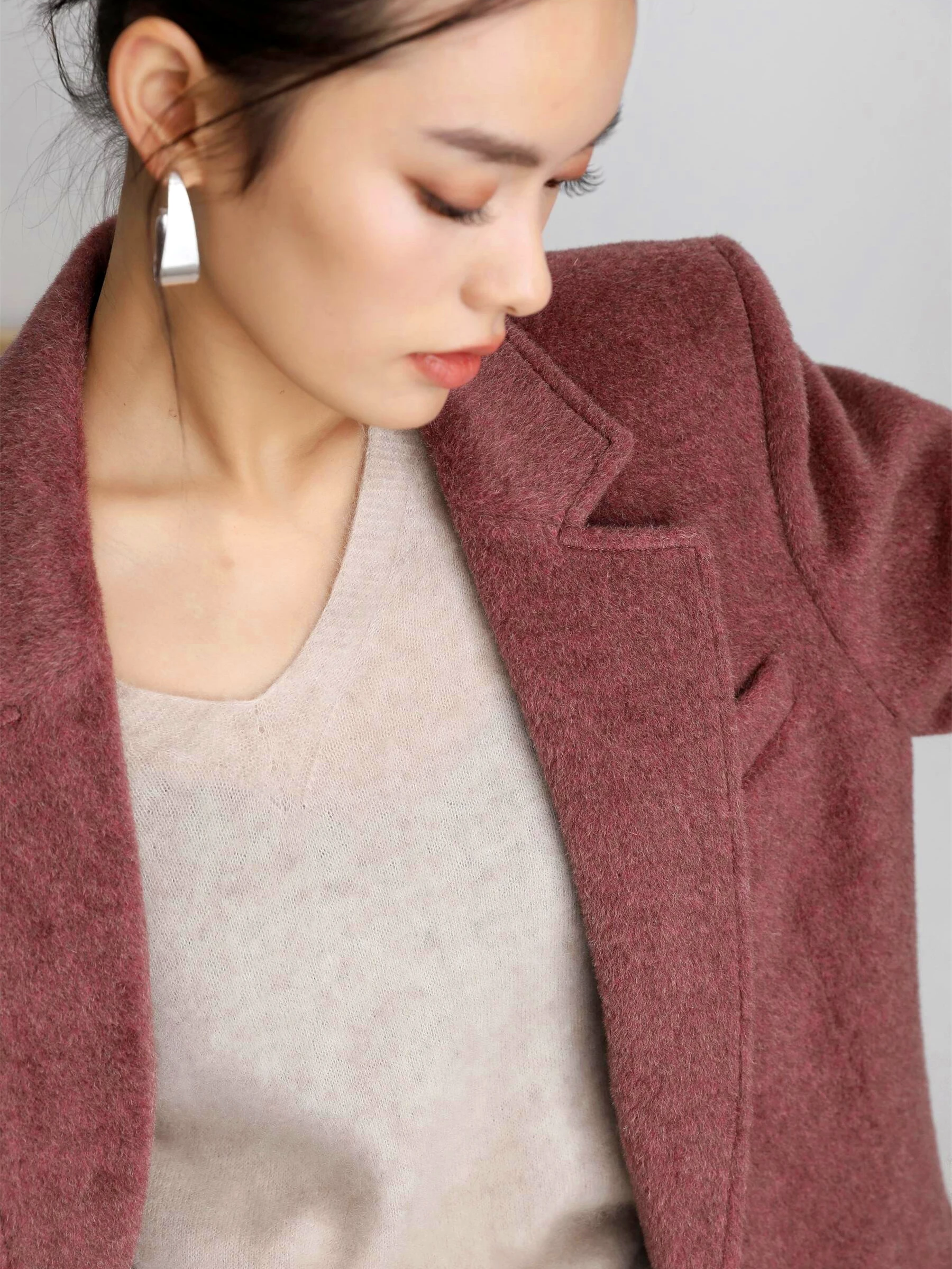 

3HLADY Модное итальянское шерстяное пальто с добавлением альпаки и шерсти бэнь-сан для женщин, осень 2023