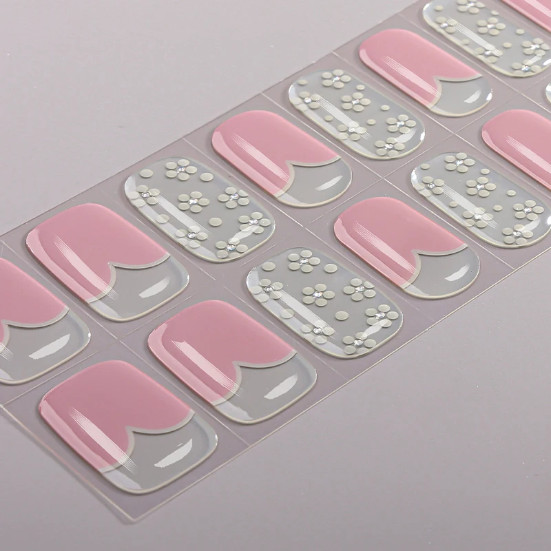 22 نصائح الزهور هلام مسمار شرائط غطاء كامل الفرنسية رائعة الأزهار الخبز خالية هلام مسمار ملصقات DIY بها بنفسك مانيكير الديكور