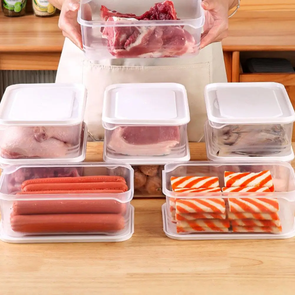 Refrigerator Organizers Portable Refrigerator Food Storage Box Kitchen Transparent Compartment Crisper Box