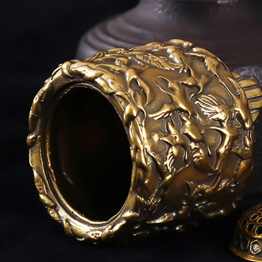 

1Pcs Brass Incense Burner Decor Cranes Pattern Small Portable Censer Ornament Home Decorative Aroma Burner