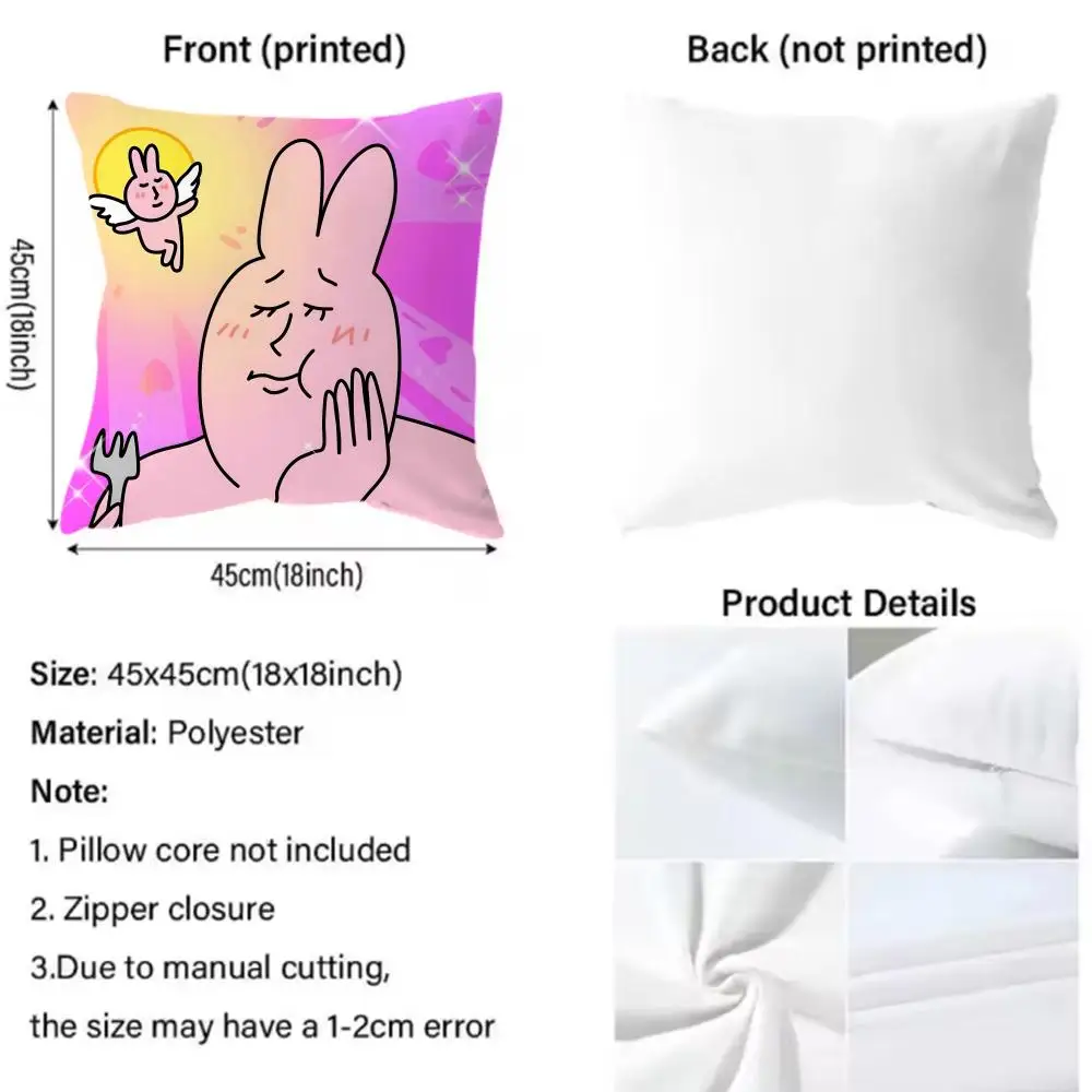 Federa per Cuscino Coniglio Amico, Multiuso per Casa e Auto - Reversibile, Morbida e Resistente per Uso Quotidiano