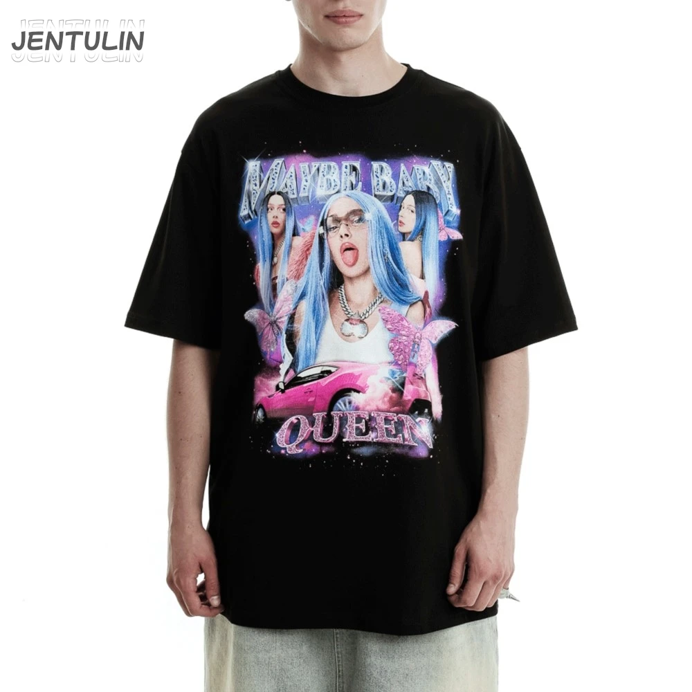 

Streetwear Oversized Men Clothing Maybe Baby Queen Graphic Tshirt Women Korean Harajuku Goth Y2k Top Hip Hop Fashion Unisex Sexy