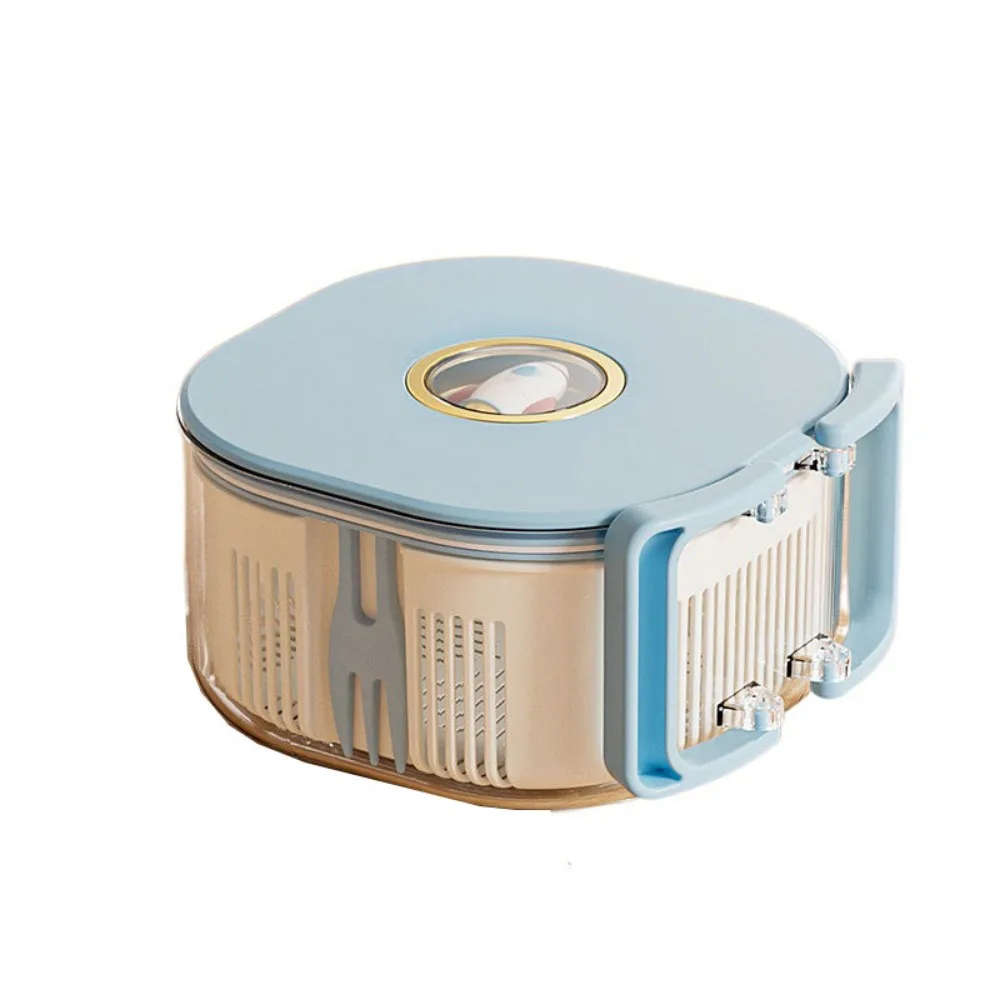 

Thickened Large Drain Basket with Lid Foldable Handle Food Grade Vegetable Water Filter Leakproof with Small Forks
