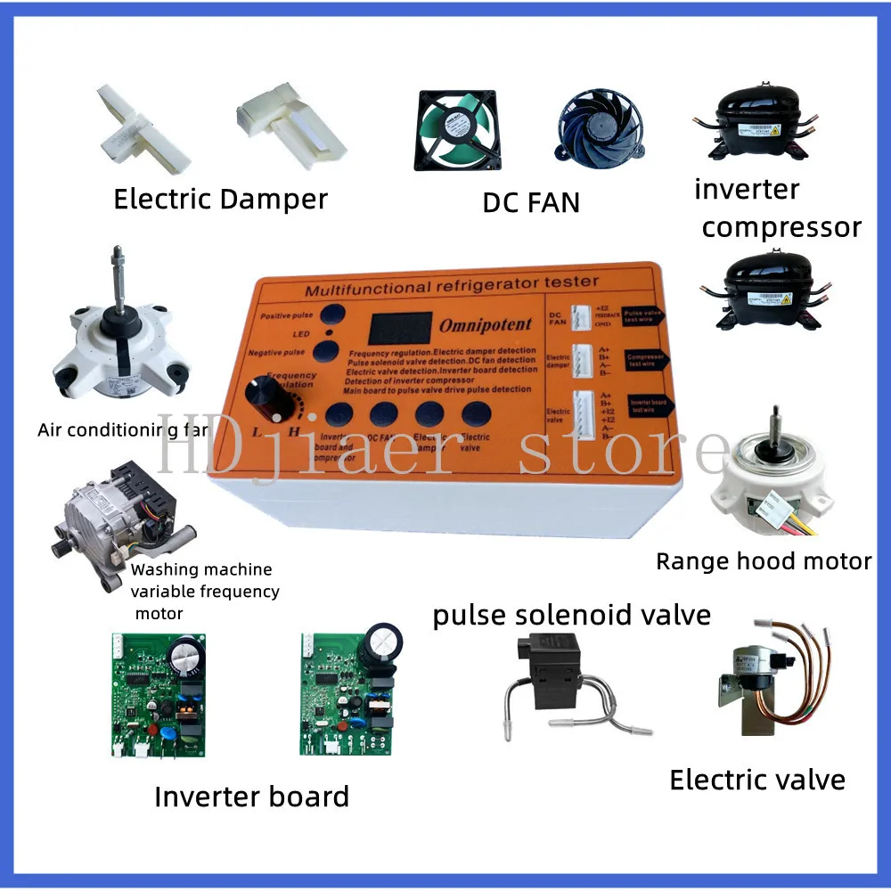 

Refrigerator inverter board compressor solenoid valve fan damper electric valve inspection tester fault tool