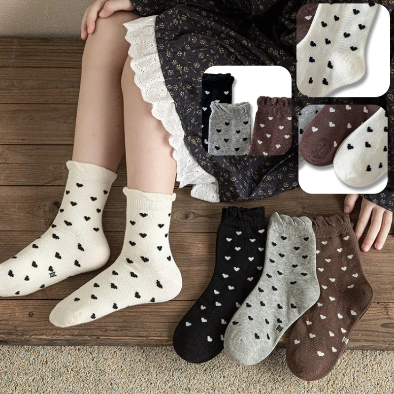 4Pairs Soft Breathable Socks Spring Autumn Cotton Socks Casual Middle Tube Socks for Boys Girls Korean Style Children's Socks