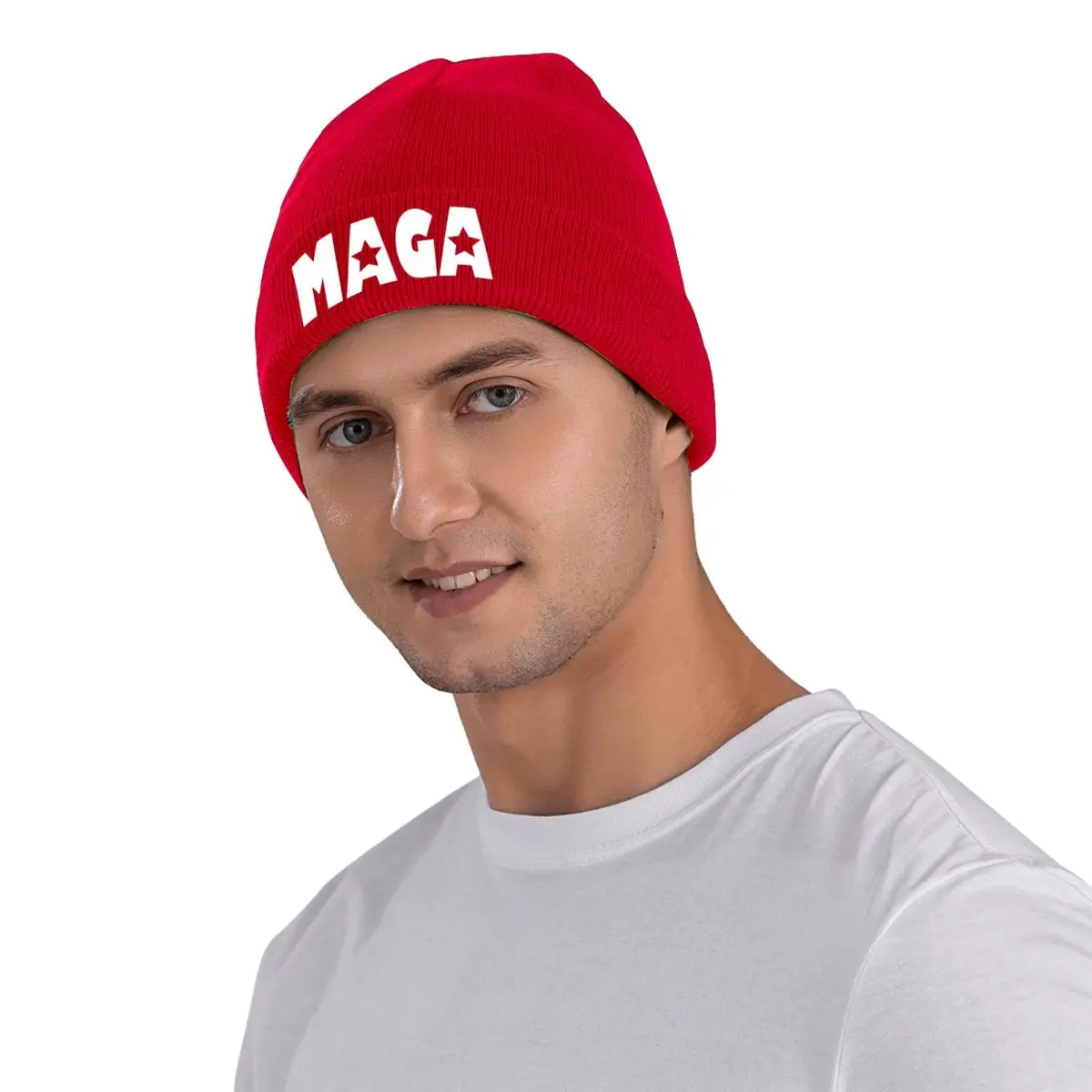 MAGA LOGO Bonnet Hats Skullies Beanies Men Women Y2K Cool Head Wrap Beanie Hats Autumn Gym Printed Cap