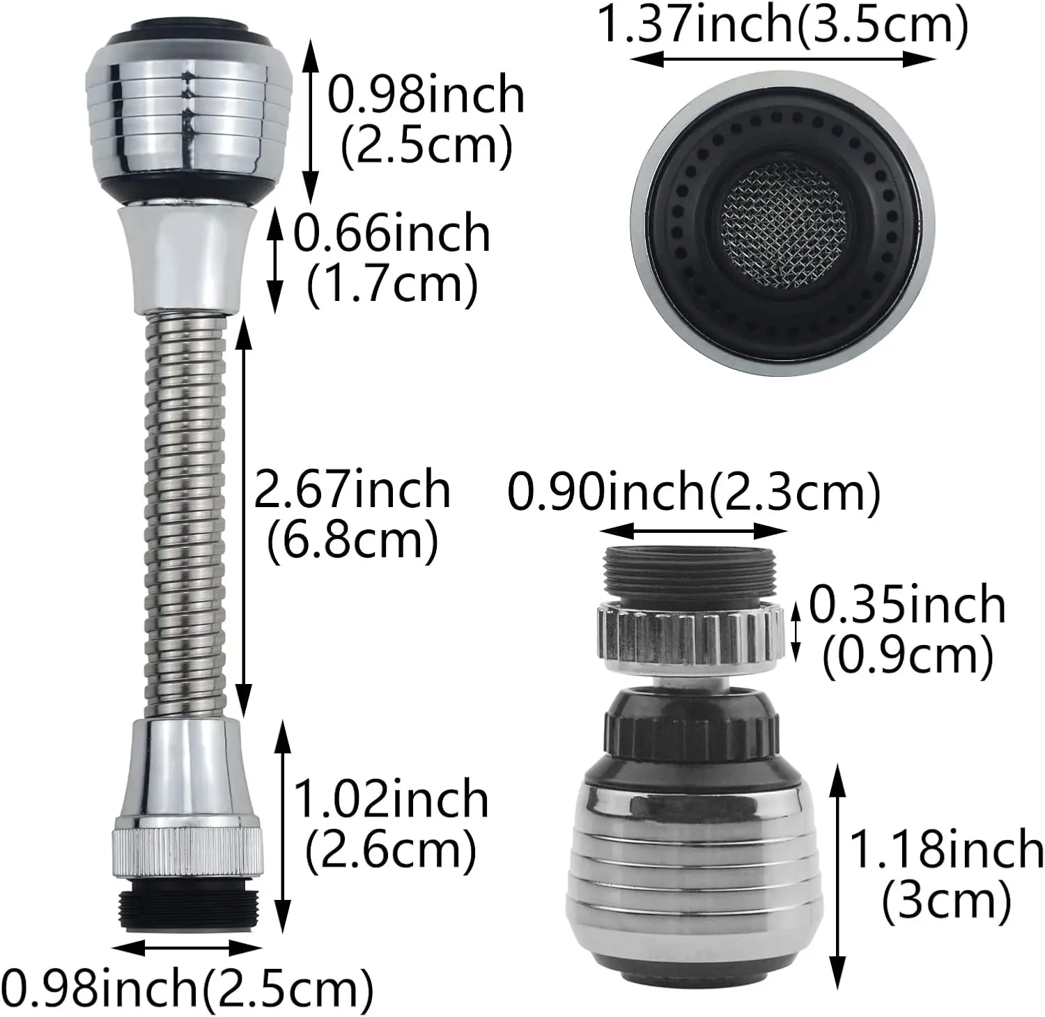 2PCS Faucet Extender Tubes Flexible 360 Degrees Faucet Extension Sprayer for Kitchen Sink,Faucet Sprinkler Water-saving Device