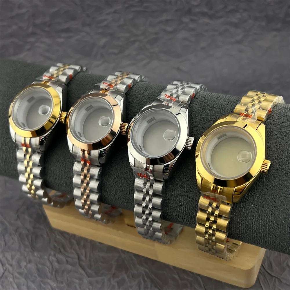 Beveled polished bezel 28mm/31mm water-resistant case Bracelet sapphire crystal NH05 06 movement ladies' watch parts replacement
