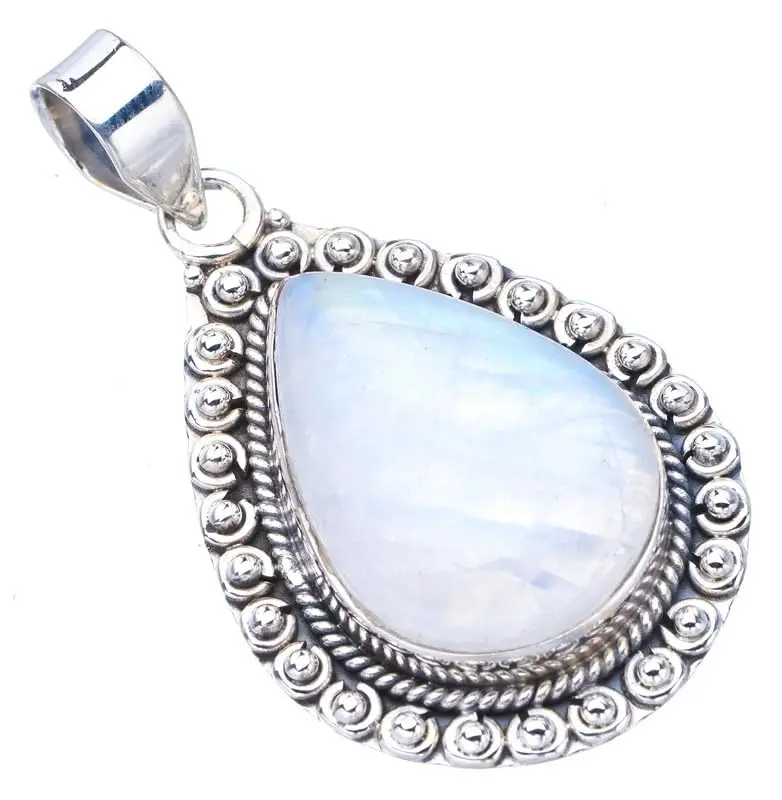 

StarGems® Natural Moonstone Handmade 925 Sterling Silver Pendant 1.75" F5065