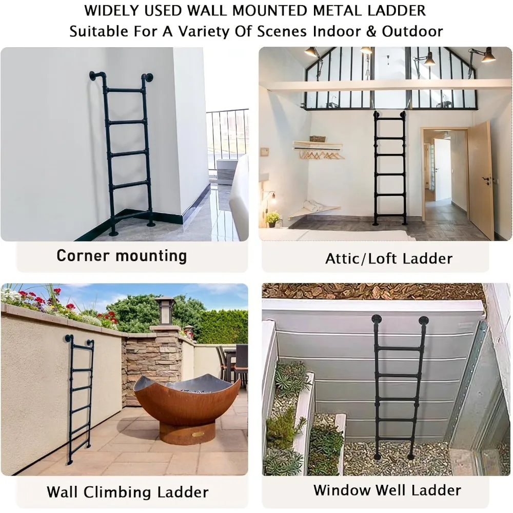 سلم معدني سكني لنافذة الطابق السفلي، مثبت على الحائط أو الأرض، مناسب للمركبات الترفيهية والعلية والأسرة بطابقين