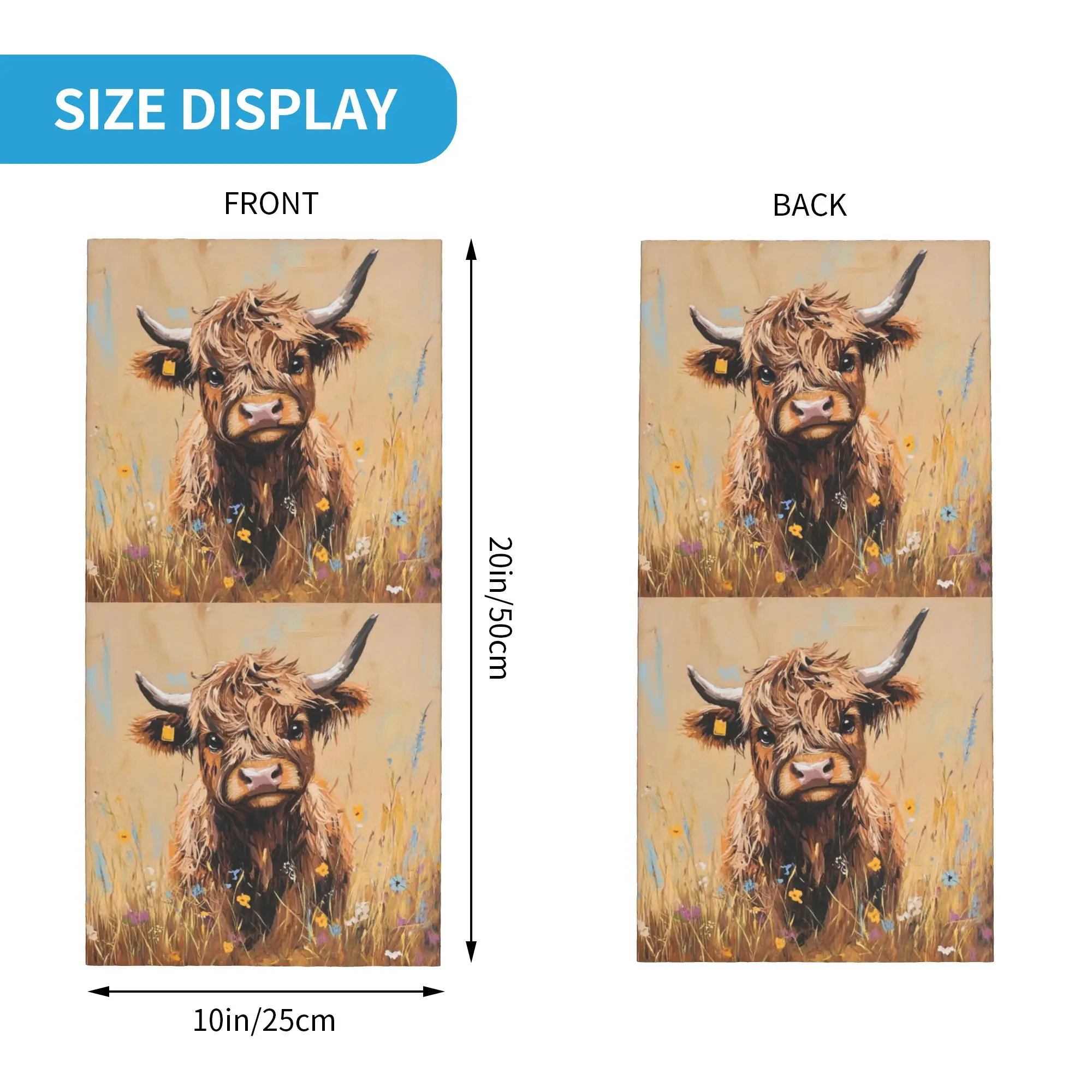 Cute Highland Cow Painting Bandana Neck Gaiter Printed Mask Scarf Headband Riding for Men Women Adult Winter