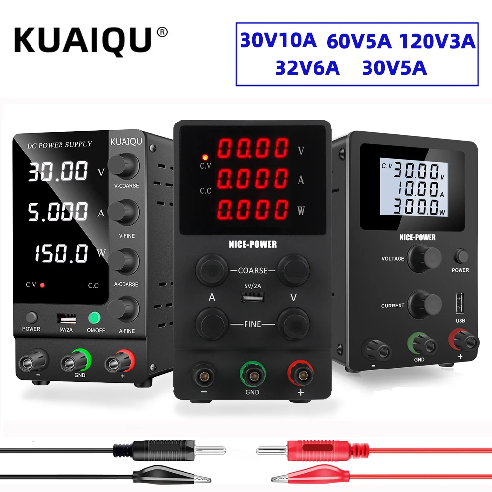 

30V10A/60V5A/30V5A Dc Switching Regulated Laboratory Power Supply Adjustable USB Current Stabilizer Digital Voltage Display