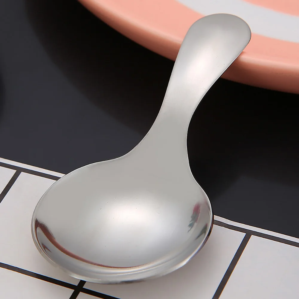 

Stainless Steel Spoon Creative Short Handle Children'S Spoons Cute Dessert Ice Cream Coffee Tea Round Spoon Kitchen Accessories