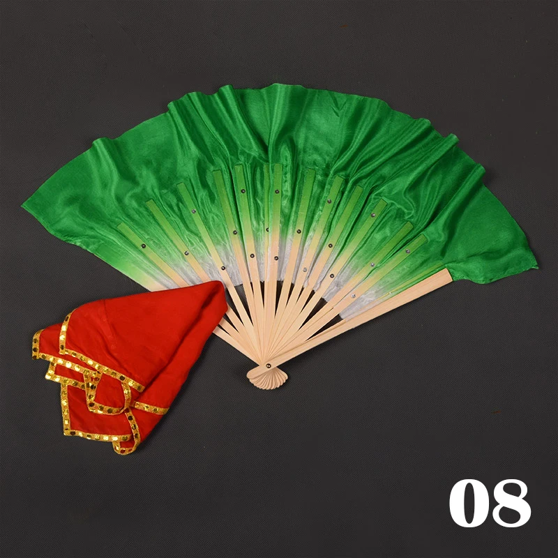 Chinese Style Silk Dance Fan Half Round Women\'s Belly Dance Fan Square Dance Hand Fans Handkerchief Accessories Home Decoration