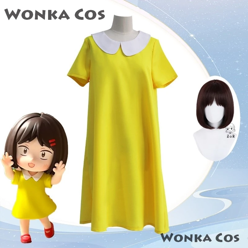 Anime Skip and Loafer Iwakura Mitsumi Cosplay Costume Wig Daily Yellow Doll Collar Dress Woman Sexy Kawaii Leisure Party Suit