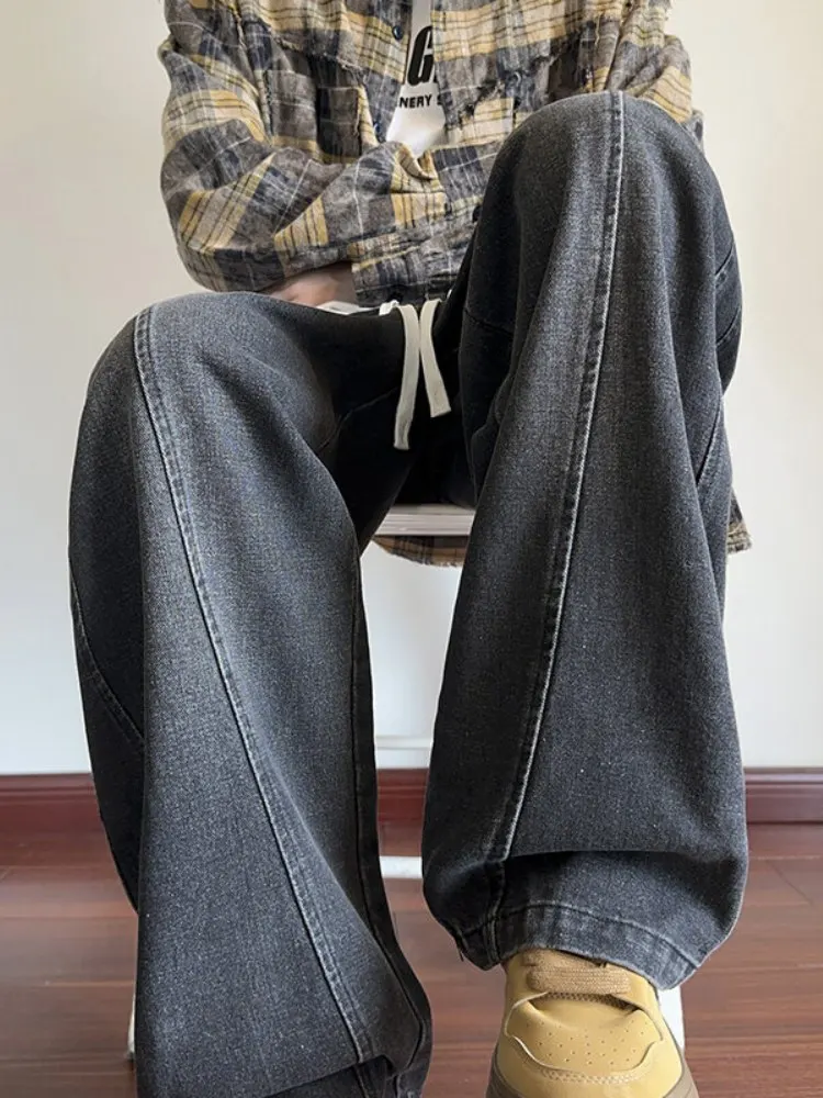 

Мужские повседневные джинсы прямого кроя, весенняя новинка, модные уличные брюки в американском стиле, молодежные свободные брюки