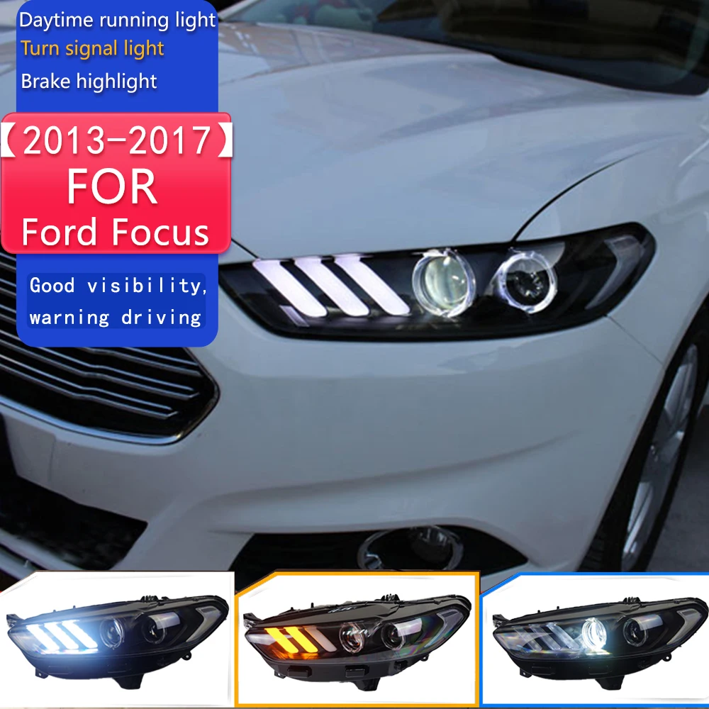 

Стайлинг автомобиля для фар Ford Fusion 2013-2017 Mondeo DRL Mustang Design Hid, динамический сигнал, биксеноновый светодиодный луч, аксессуары