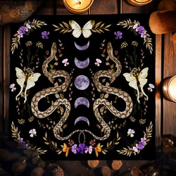 Divination Tarot Card Table Cloth Altar Cloth Moon Phase Flowers and Plants Snake Table Cloth For Tarot Witchy Home Decor Card P