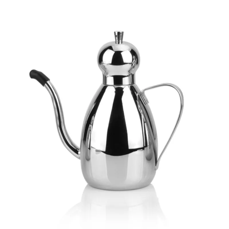 Stainless Steel Drum Type Oil Can Capped Pot Bottle Soy Sauce Oil Pot Leakproof Seasoning Container Kitchen Storage Cooking Tool